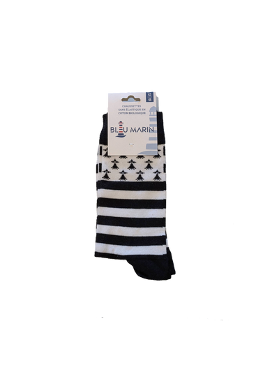 Chaussettes coton bio mixte motifs bretons – Bleu Marin