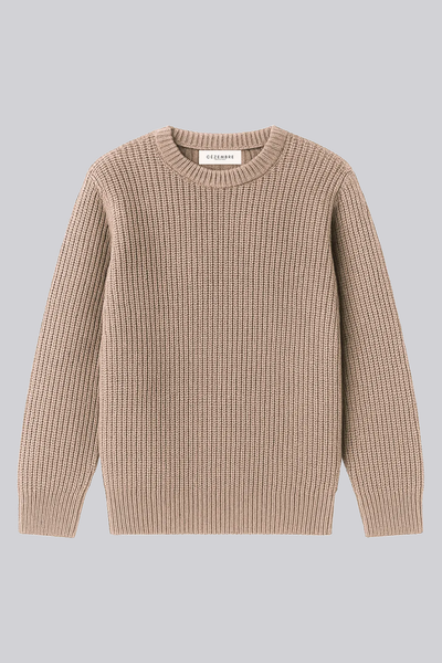 Pull marin coton bio mixte – modèle Fréhel – Cezembre – coloris beige/marron