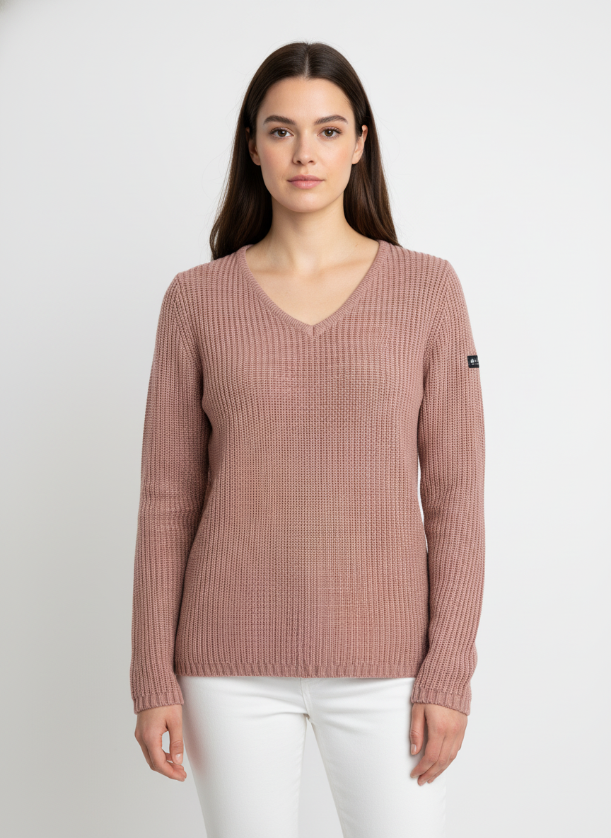 Pull Femme Col V – Pivoine