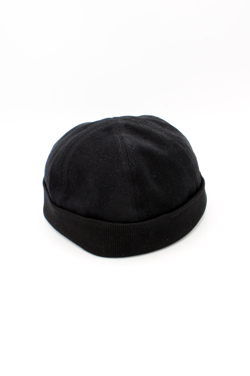 Bonnet Miki en coton noir, bonnet docker marin