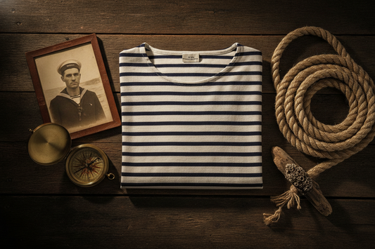 Histoire de la marinière : marinière rayée et photo de marin vintage