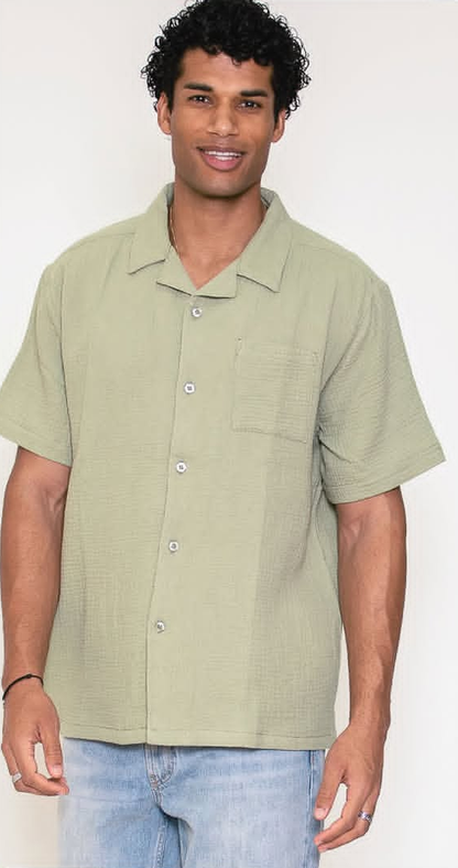 Chemise gaze de coton manches courtes homme – modèle Valandre – Edouard Riley's