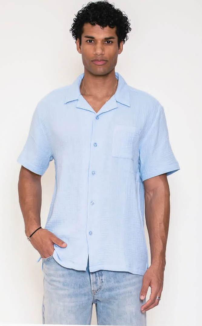 Chemise gaze de coton manches courtes homme – modèle Valandre – Edouard Riley's