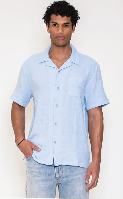 Chemise gaze de coton manches courtes homme – modèle Valandre – Edouard Riley's