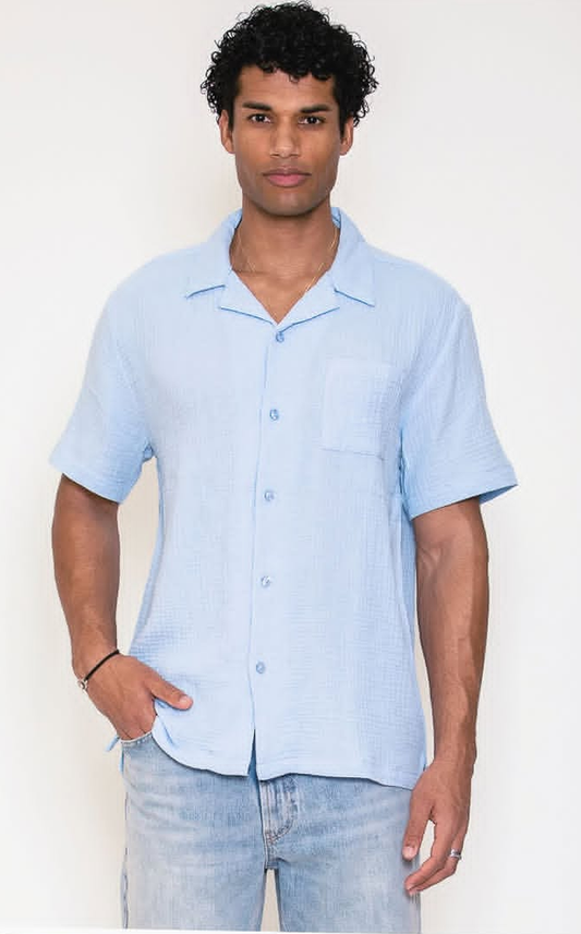Chemise gaze de coton manches courtes homme – modèle Valandre – Edouard Riley's