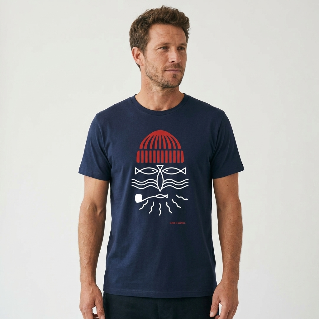 T-shirt homme manches courtes – modèle Pêcheur – Bande de Sardines