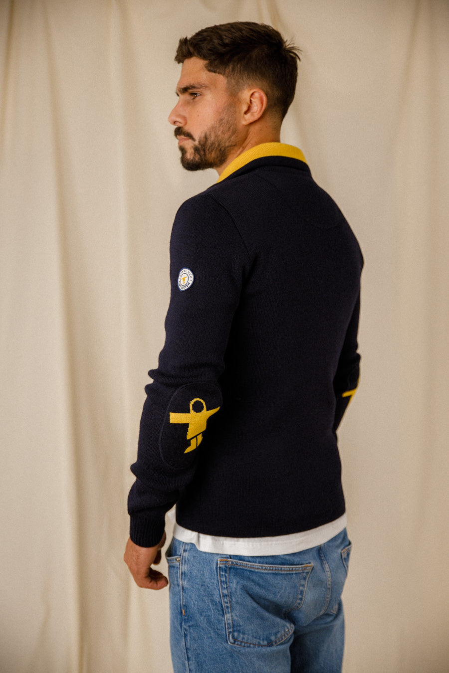 Pull camionneur laine vierge Royal Mer x Guy Cotten, vue de dos