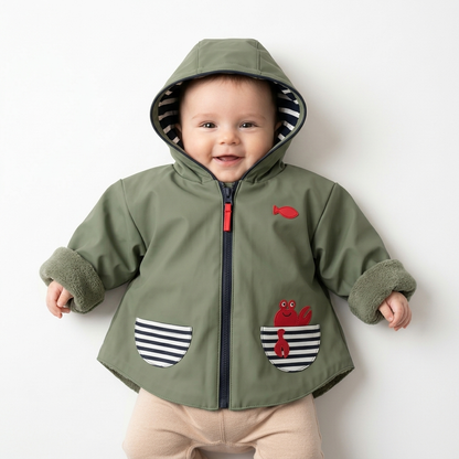 Cape imperméable doublée polaire bébé – modèle Dingo – Week-end à la Mer