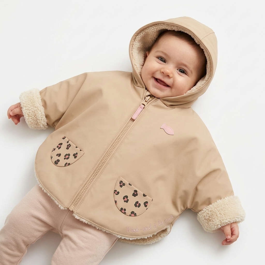 Cape imperméable doublée polaire bébé – modèle Dingo – Week-end à la Mer