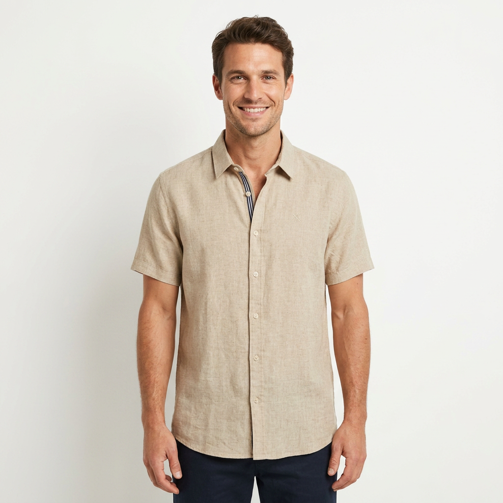 Chemise lin viscose manches courtes homme – modèle Elamis – Elle est où la Mer