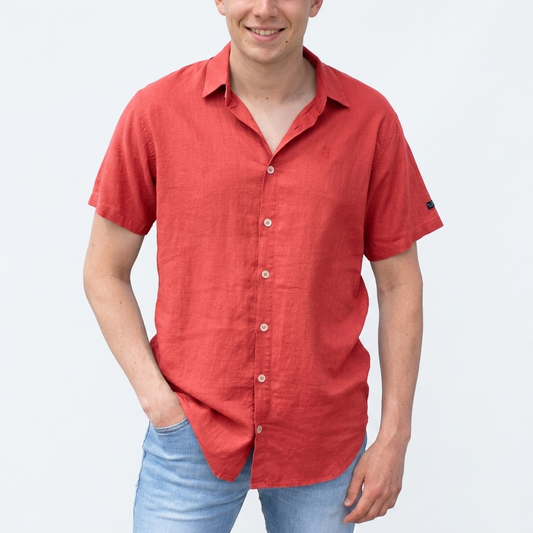 Chemise lin viscose manches courtes homme – modèle Elamis – Elle est où la Mer