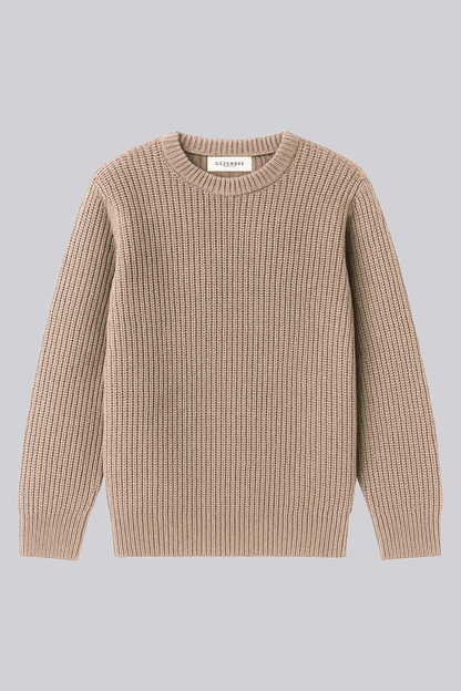 Pull marin coton bio mixte – modèle Fréhel – Cezembre – coloris beige/marron