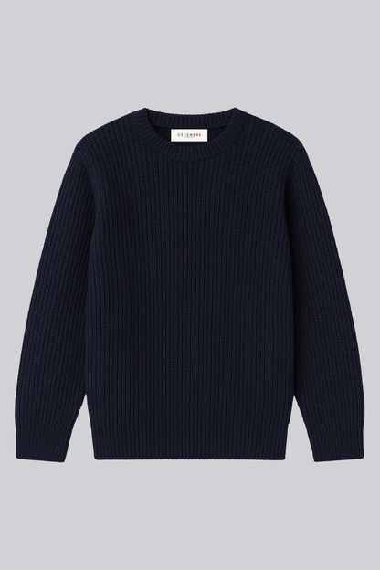 Pull marin coton bio mixte – modèle Fréhel – Cezembre – coloris marine