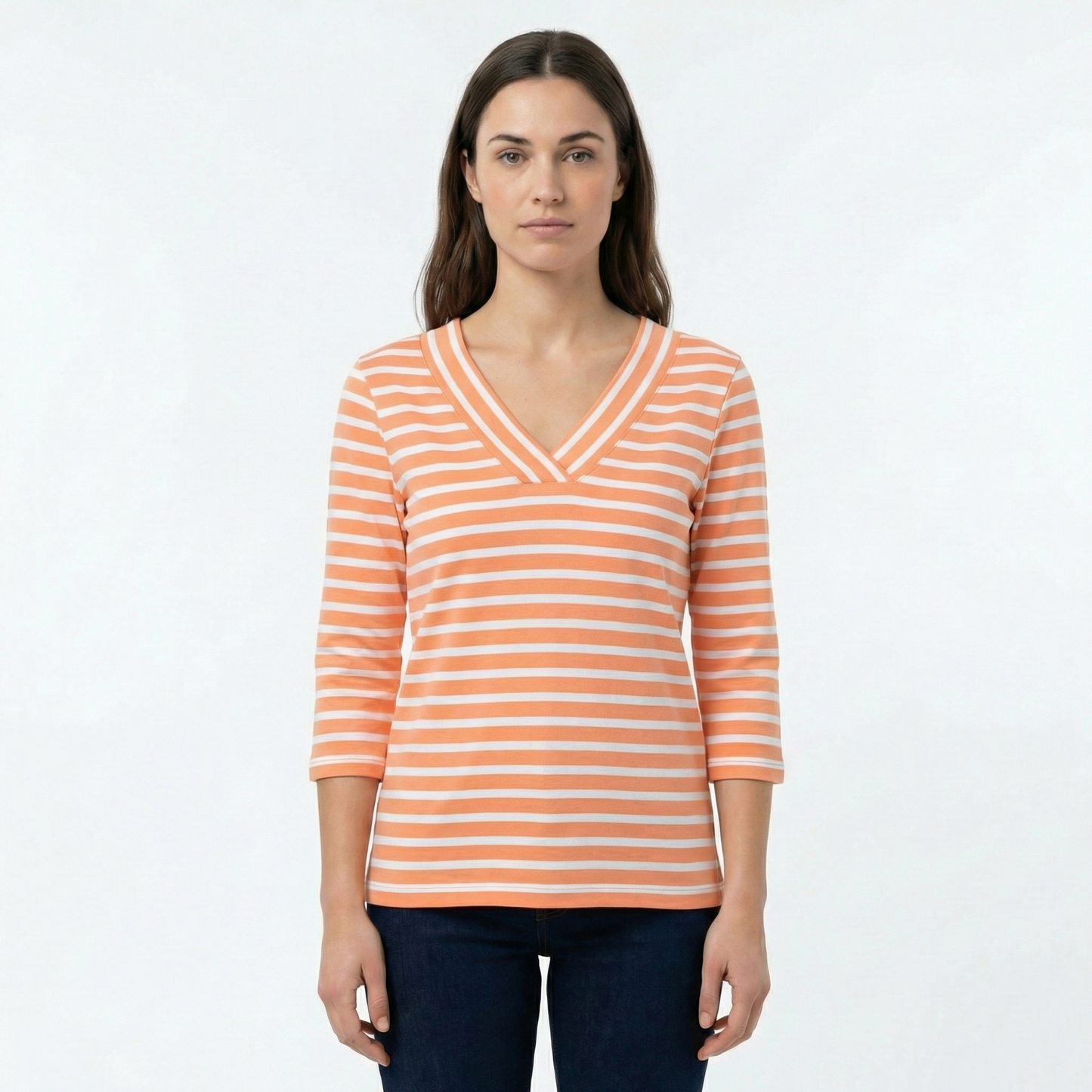 Marinière col V femme – modèle Le Croisic – Rue de la Marine