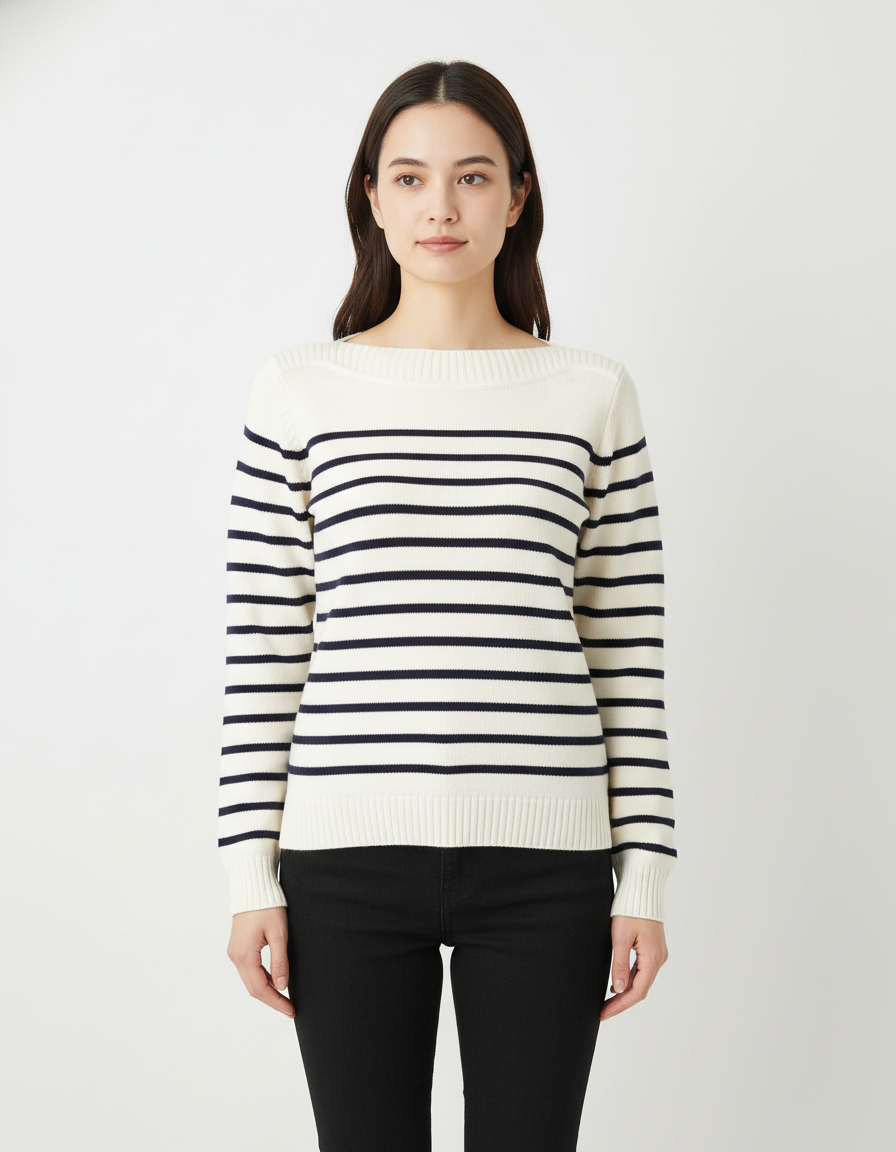 Pull marin coton col bateau femme – modèle Hali – Rue de la Marine
