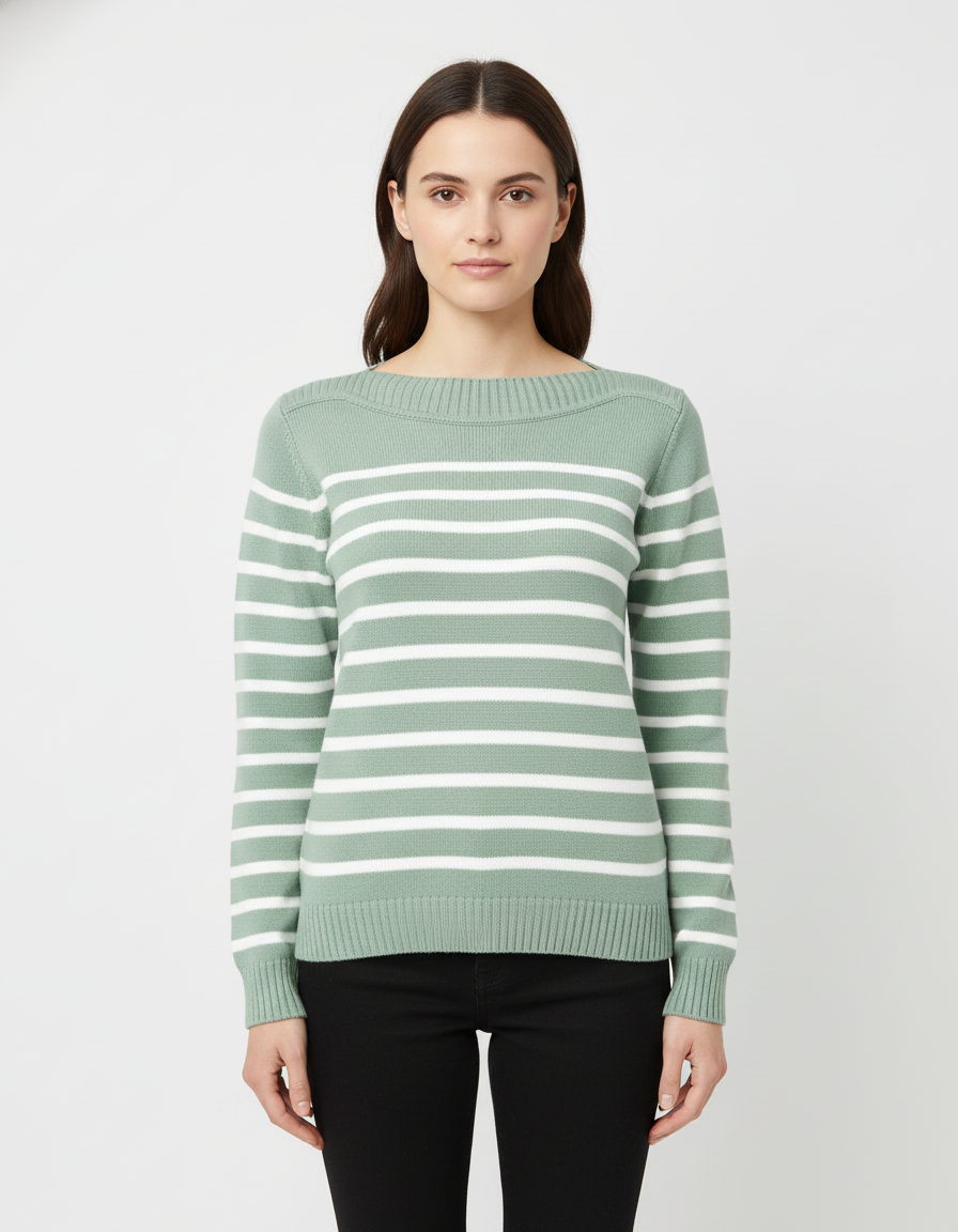 Pull marin coton col bateau femme – modèle Hali – Rue de la Marine