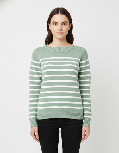 Pull marin coton col bateau femme – modèle Hali – Rue de la Marine