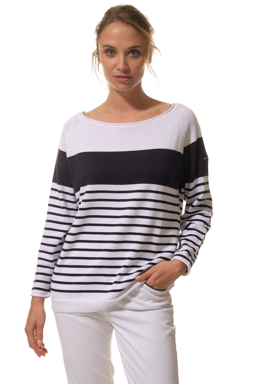 Pull marin col bateau femme – modèle Orchidée – Hublot