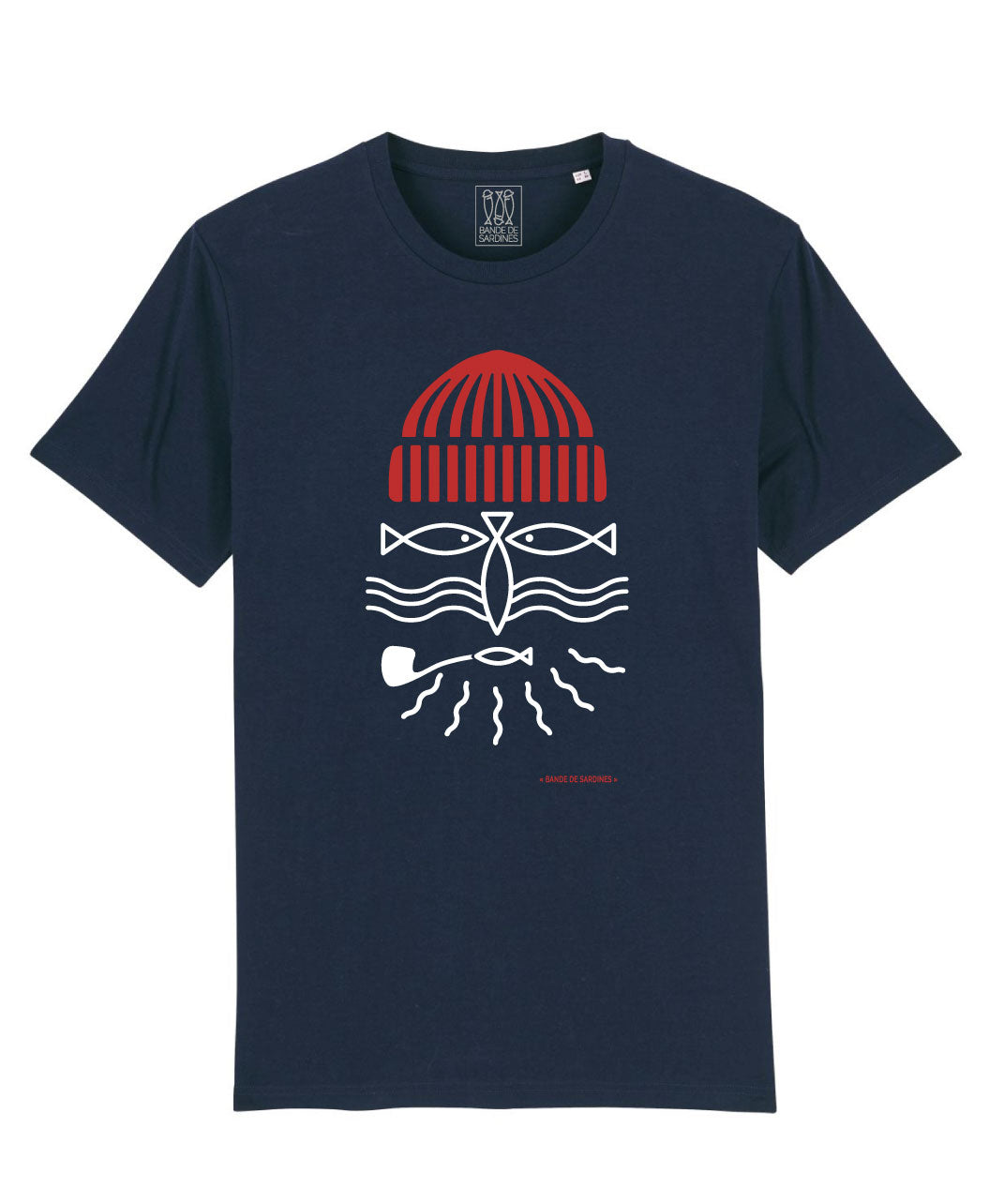 T-shirt homme modèle Pêcheur marine - Bande de Sardines