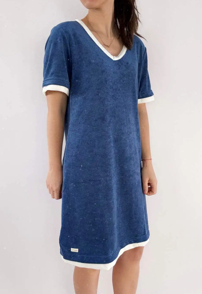 Robe éponge avec bande blanche – modèle RP51 – Sable et Mer