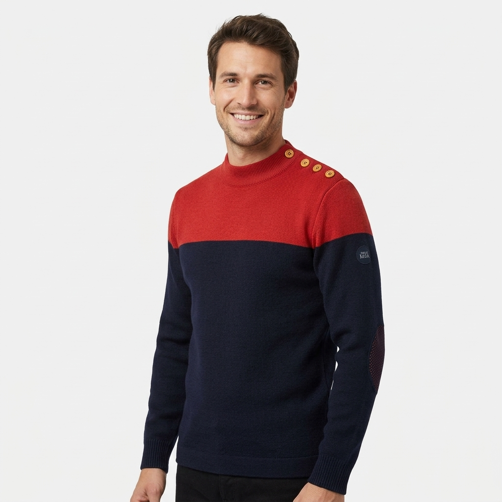 Pull marin bicolore laine vierge homme – Roland – Royal Mer