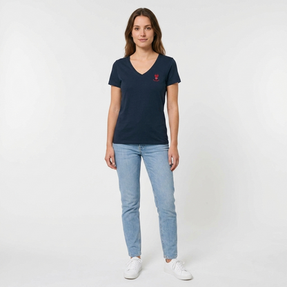 T-shirt col V coton manches courtes femme motifs marins – Sable et Mer