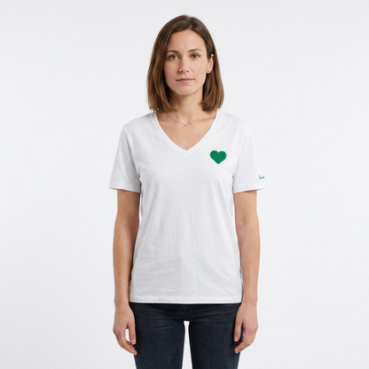 T-shirt col V coton manches courtes femme motifs marins – Sable et Mer