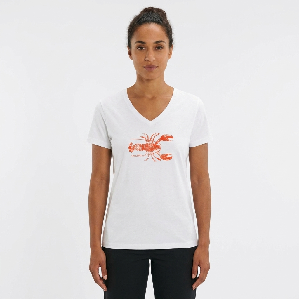 T-shirt col V coton manches courtes femme motifs marins – Sable et Mer