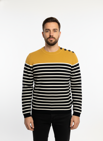 Pull marin laine de mérinos homme – modèle Skipper – Rue de la Marine