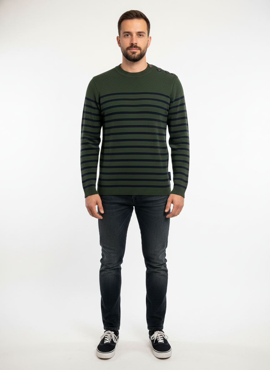 Pull Marin laine de mérinos Homme - Modèle Skipper