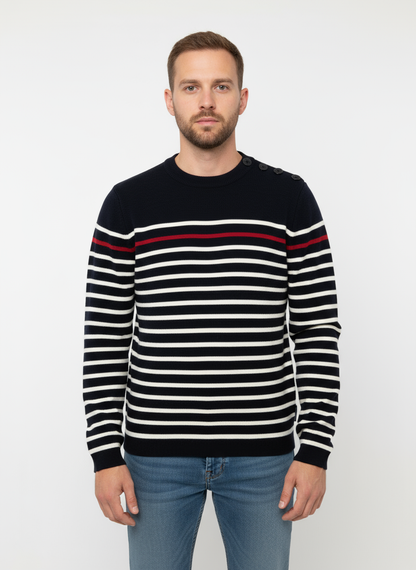 Pull marin laine de mérinos homme - Modèle Skipper