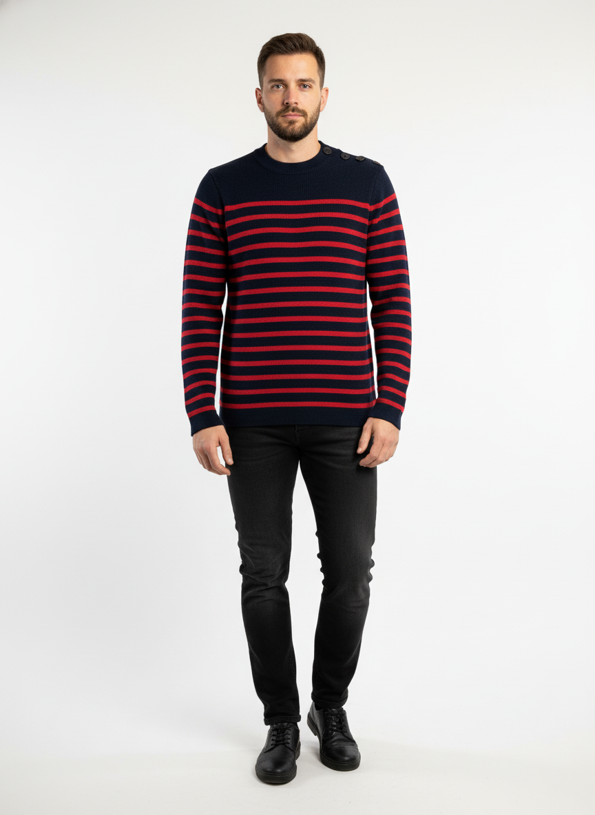 Pull Marin laine de mérinos Homme - Modèle Skipper