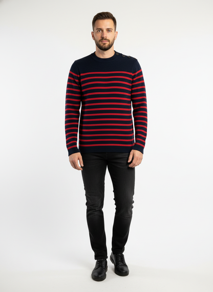 Pull marin laine de mérinos homme - Modèle Skipper