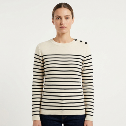 Pull marin laine de mérinos femme - Modèle Zephyr