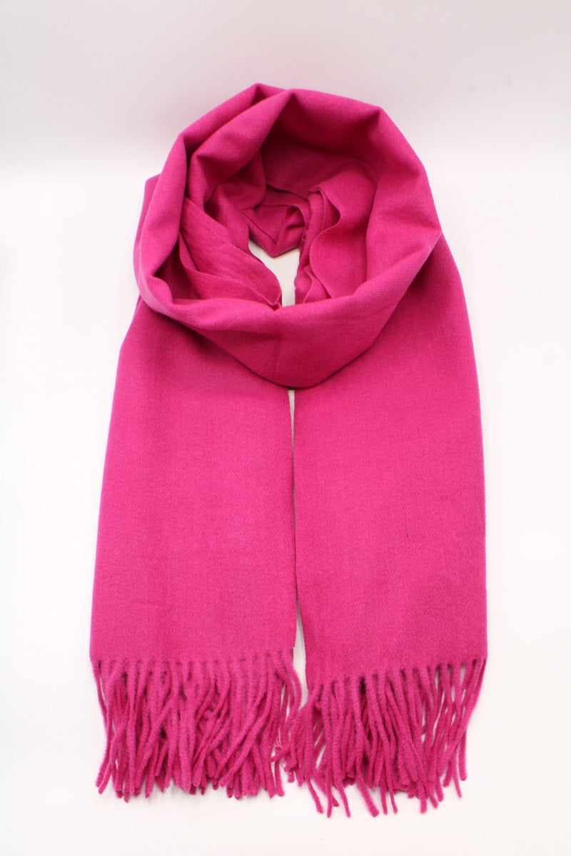 Écharpe douce à franges fuchsia