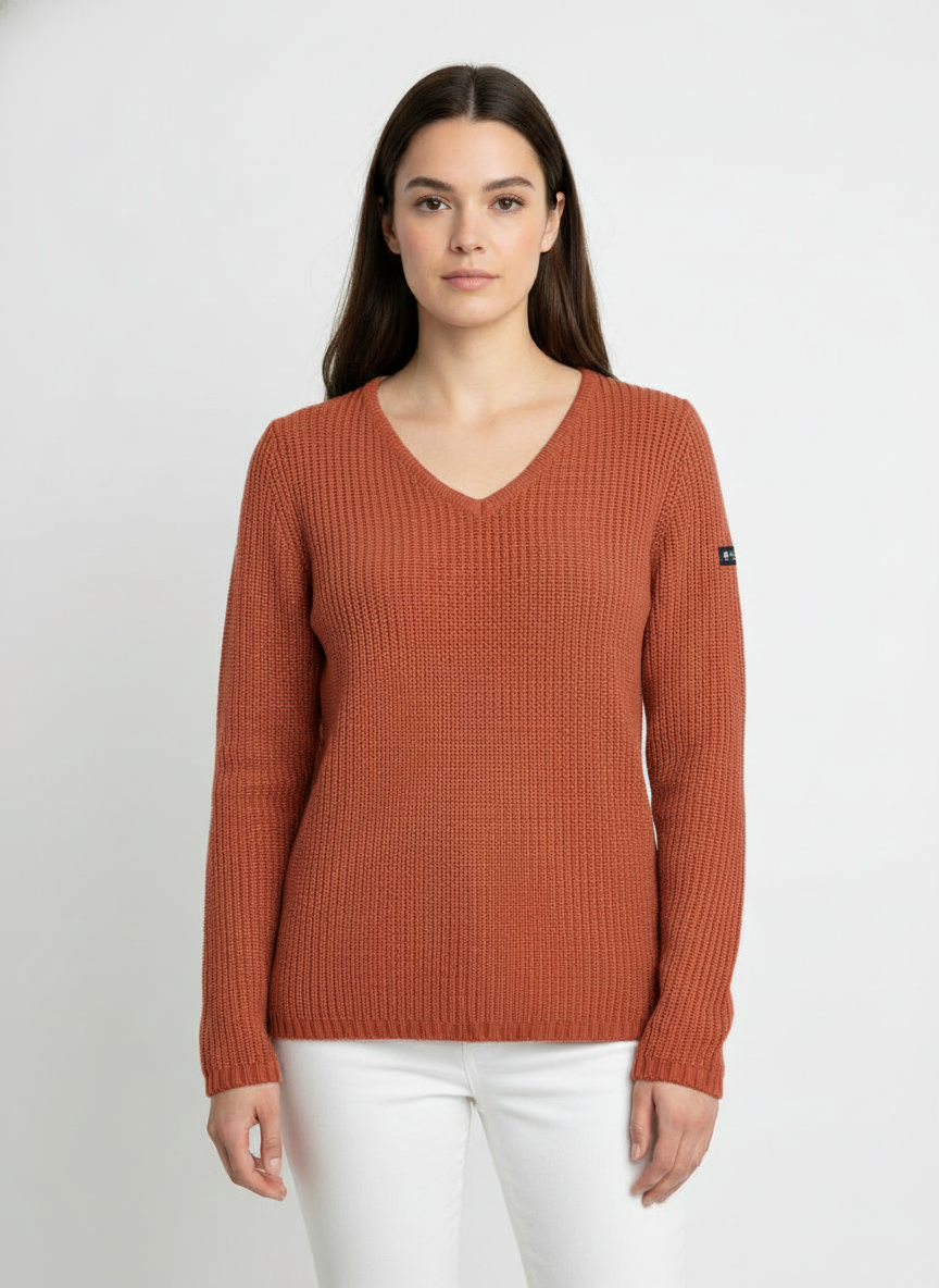 Pull Femme Col V – Pivoine