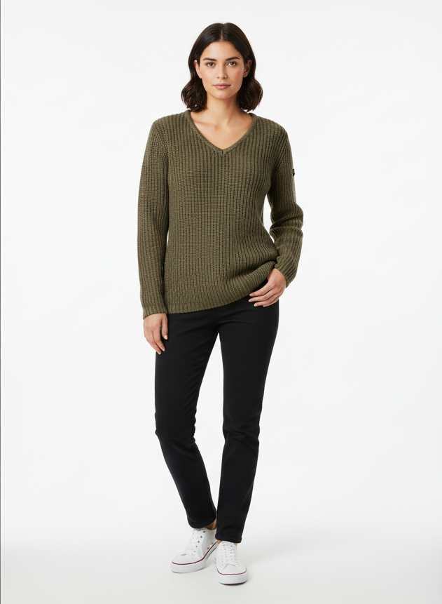 Pull Femme Col V – Pivoine