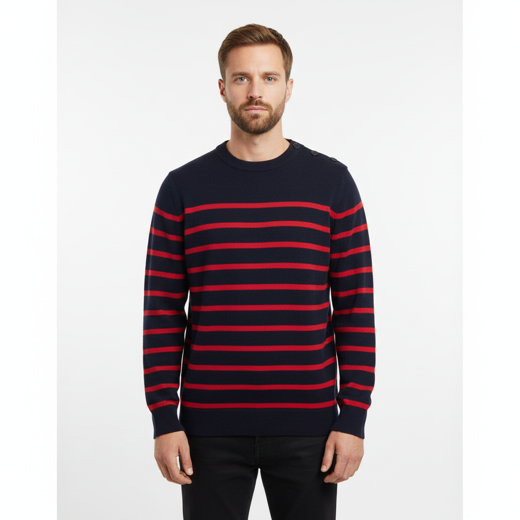 Pull Marin  coton Homme - Modèle Navigateur