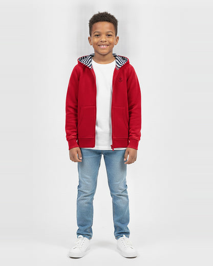 Gilet zippé à capuche enfant Barreur Rue de la Marine rouge chilli porté garçon