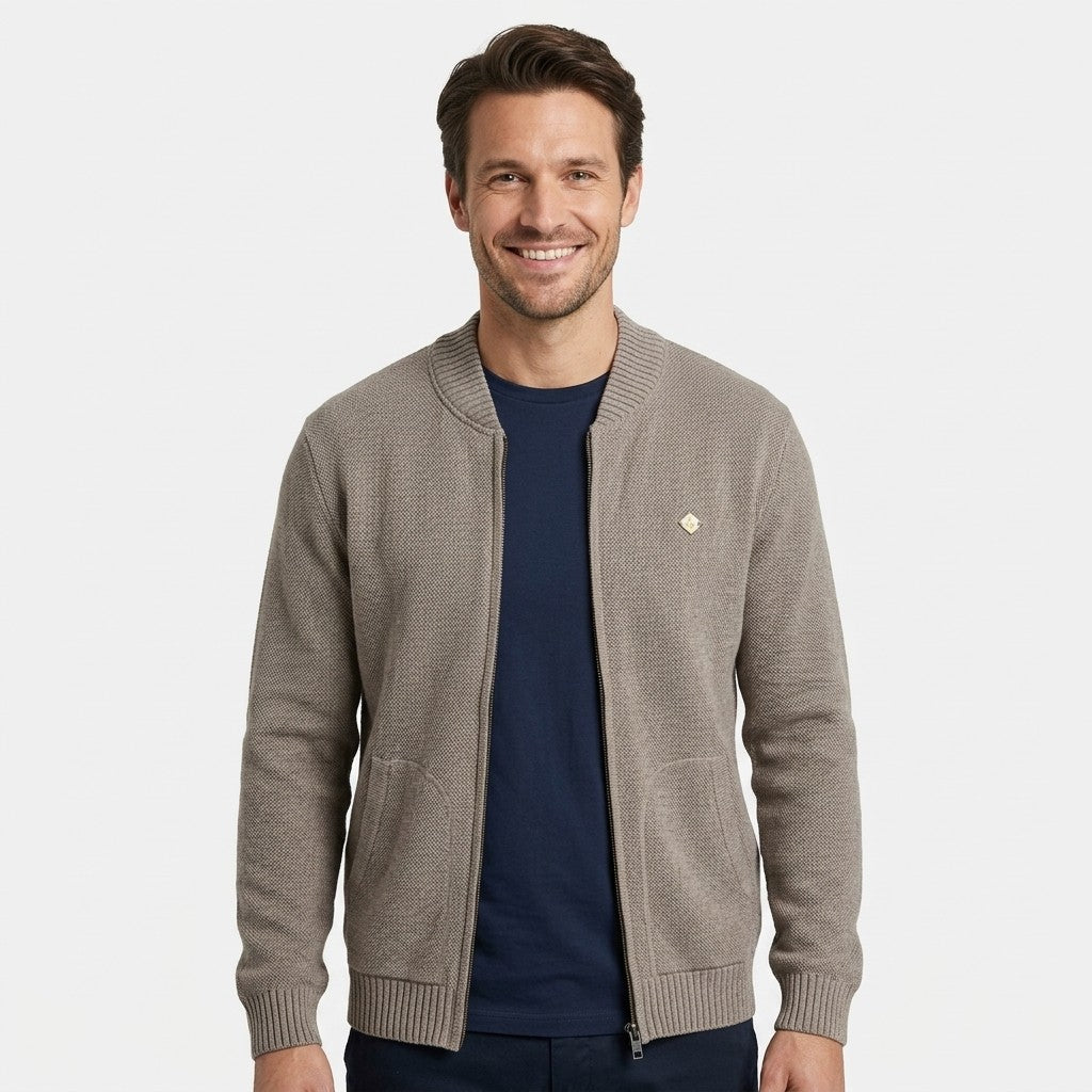 Gilet zippé maille homme Perros Edouard Riley's coloris beige