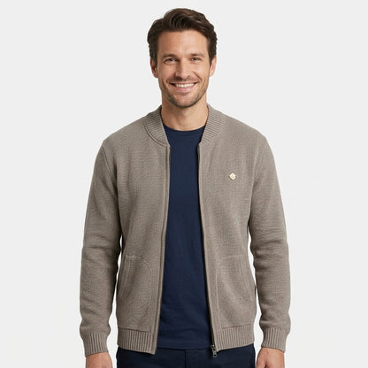 Gilet zippé maille homme Perros Edouard Riley's coloris beige