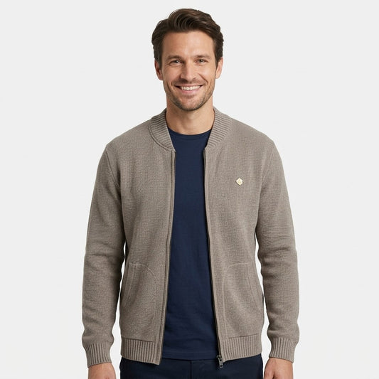 Gilet zippé maille homme Perros Edouard Riley's coloris beige