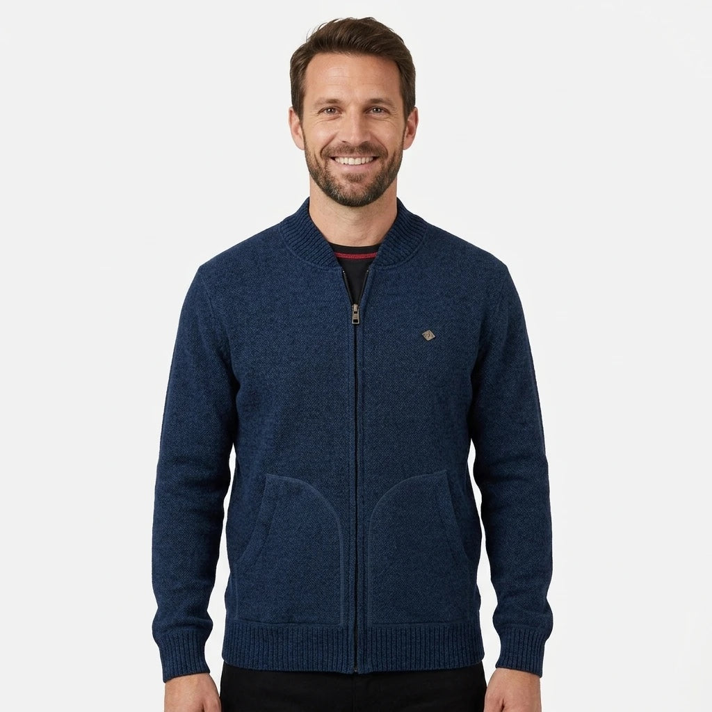 Gilet zippé maille homme Perros Edouard Riley's coloris marine