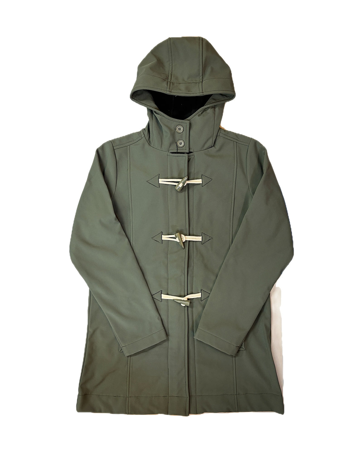 Veste softshell mi-longue Granville kaki – Bastingage, brandebourgs et capuche