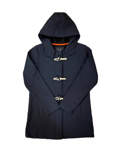 Veste softshell mi-longue Granville marine – Bastingage, brandebourgs et capuche