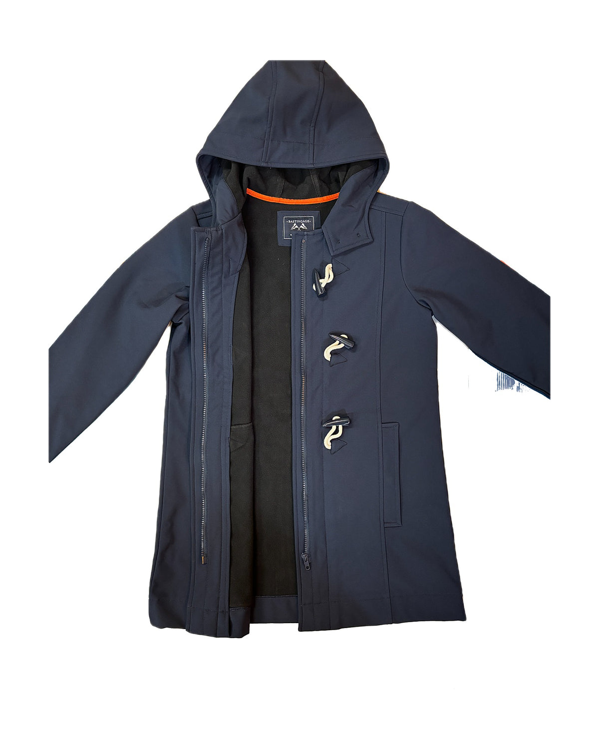 Veste softshell Granville marine ouverte – doublure polaire et liseré orange