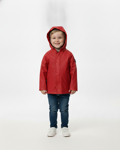 Ciré imperméable enfant Hauban rouge porté