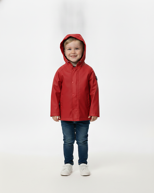 Ciré imperméable enfant Hauban rouge porté