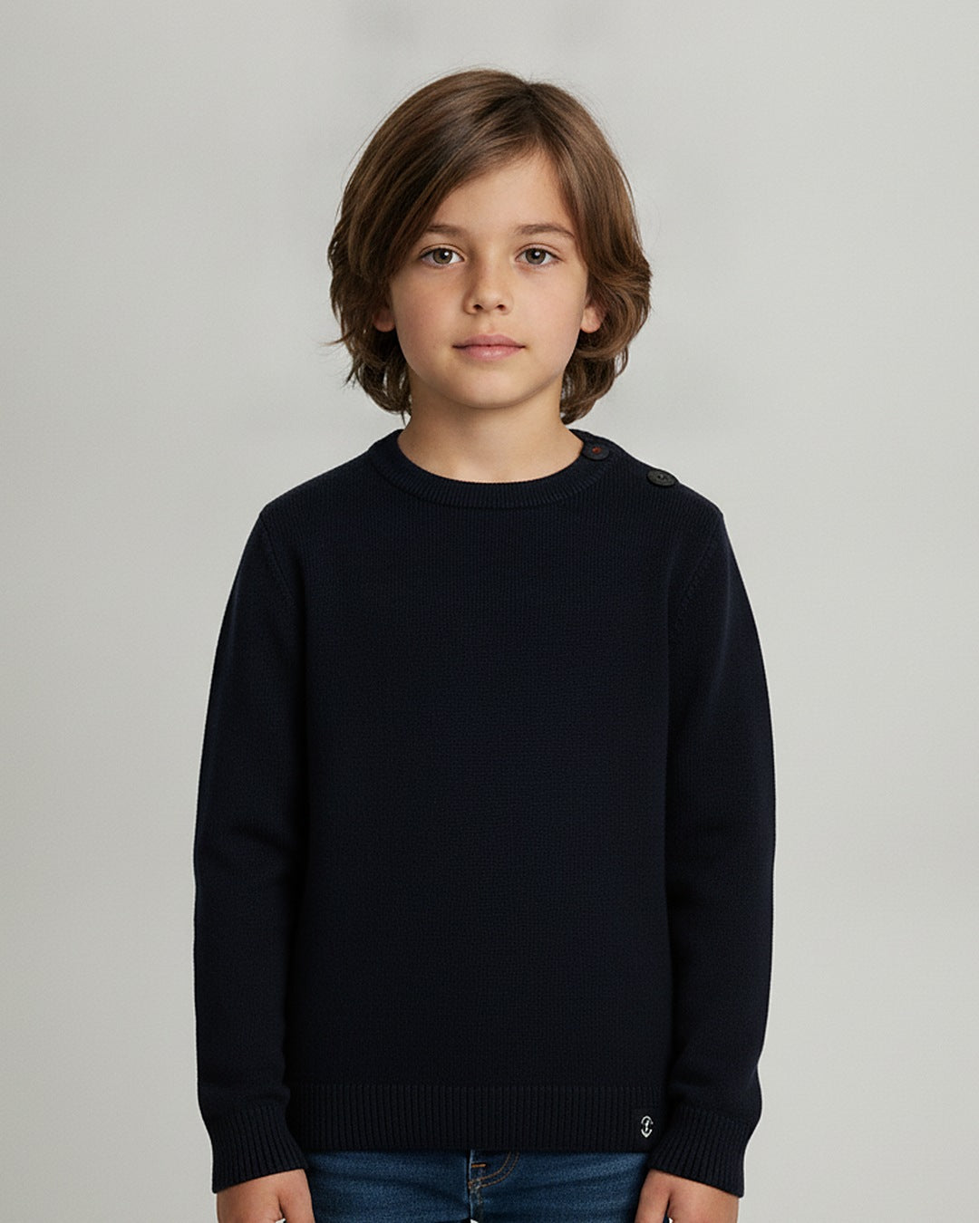 Pull marin enfant Équipier marine uni porté