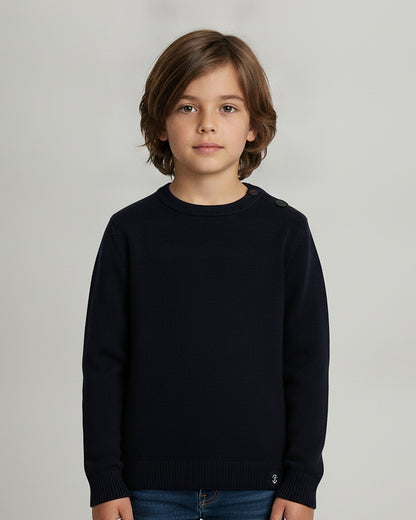Pull marin enfant Équipier marine uni porté